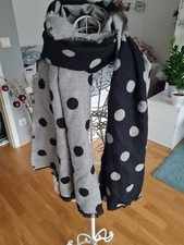 wendbarer xxl Schal von Zara gepunktet grau schwarz gold