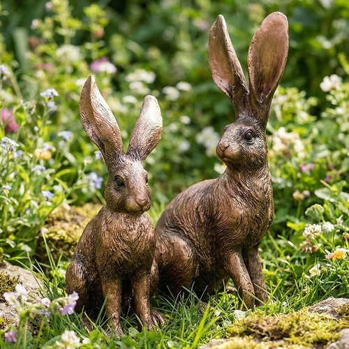 Dekorativer harz hase - dekorativer, bronze
