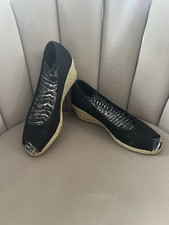 TCM Peeptoes Wedges Gr. 38 Sandalen Schwarz Espadrilles Keilabsatz