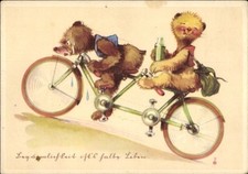 Künstler Ak Salac, Bären auf einem Tandem, Fahrrad, Teddy - 4812994