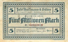 Ludwigshafen Josef Hoffmann u. Söhne A.G. 5 Millionen Mark 1923 gebraucht