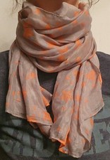 Schal Tuch Halstuch Sterne Damen grau neon rosa