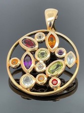 ANHÄNGER AUS 375/- GELBGOLD MIT MULTI EDELSTEINE  FACETTENREICH SCHMUCKJAGD