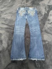 Rock Revival Vintage Damen Bootcut Jeans 27 S Blau Weiß Flared