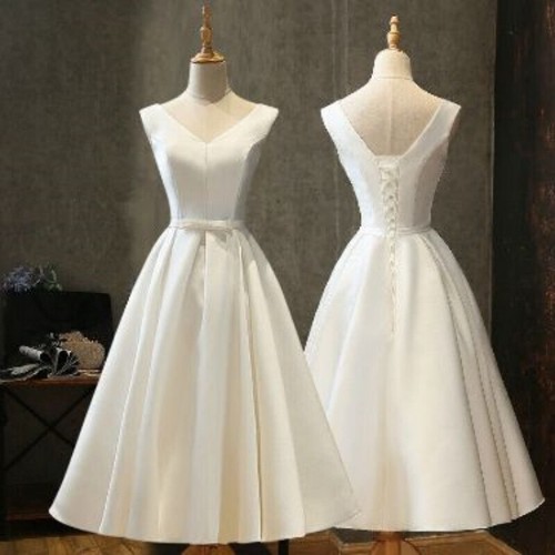Teelänge brautkleider satin - teelänge,