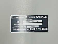 Typenschild BMW 02 2002tii Schild vin plate ID tag BJ