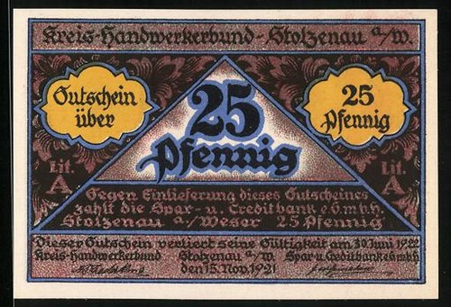 Notgeld stolzenau 1921 25 - notgeld, 1921,