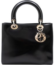 LADY DIOR MM CHRISTIAN DIOR HAND BAG TASCHE MATT PATENT LACKLEDER ELEGANT LUXUS