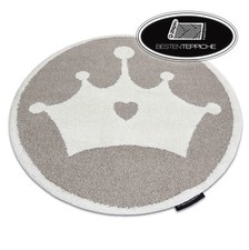 Moderne lustige Kinderteppiche "JOY" Krone Kreis Kinder beige creme strukturell 