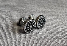 Ohrstecker  Vegvisir Wikinger Kompass Gold Odin Wikinger Schmuck Runen O2.19