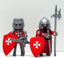 2 x MALTESER RITTER ROT C PLAYMOBIL Kreuzritter Johanniter Crusader Custom RAR !