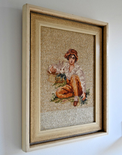 Vintage gobelin stickbild - gobelin, dame