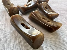 6  Knöpfe 34mm braun beige  Duffle Knebelknöpfe Verschluß Mantelknopf Büffelhorn