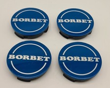 4X Borbet Nabenkappe BORBET N blau 56mm Nabenkappe Felgendeckel 9006