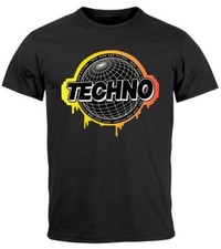 Herren T-Shirt Techno World Design Print Aufdruck Musik Elektronisch Fashion