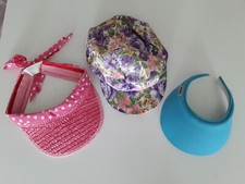 3 Cappies für Karneval Mütze Sonnenschutz in pink, türkis und bunt geblümt Kappe