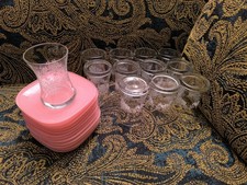 24tlg Set Türkisches Teeservice Pink Glas Çay 12 Personen Ausgefallen Modern