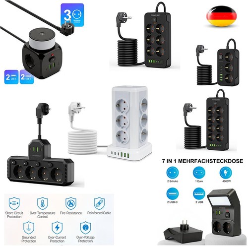 Steckdosenleiste fach usb - steckdosenleiste, 3