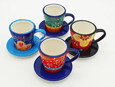 Mediterrane Espressotasse mit Untertasse aus Keramik Espresso handbemalt