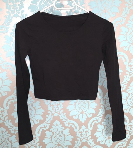 Schwarzes crop langarm shirt - langarm,