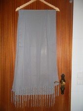 NEU Langer Schal Stola Umschlagtuch mit Fransen + Perlen alle Jahreszeiten Grau