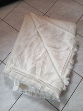 Tagesdecke Bettüberwurf,cremeweis Strickgewebe Breite 205 Cm,Länge 265 cm