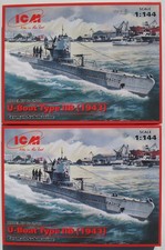 2x ICM S 010 U-Boot Type IIB 1943 German Submarine 1:144 Modellbausatz Model Kit