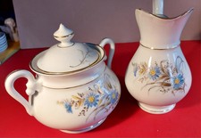 Gigantische alte Zuckerdose und Milchgießer, Höhe 15/17 , Breite 17/11cm, golden