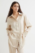 H&M Seidenbluse Hellbeige Creme Beige Nude XS Neu