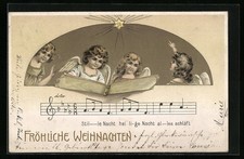 Präge-AK Singende Weihnachtsengel mit Gesangsbuch 1903 