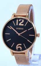 SALE Oozoo Design Damenuhr Milanaisearmband schwarz/rosegold Ø38mm C10438mr