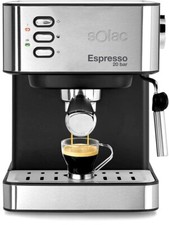 Solac CE4481 Espresso Cappuccino Pad Kaffeeautomat 20Bar 850W 1,6L Edelstahl BK