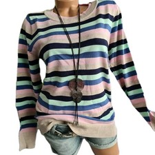 Tom Tailor Pulli Sweatshirt Strick weicher Stoff rosa blau gestreift (207) NEU 