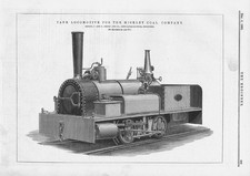 Mickley Coal Co Tank Locomotive Antique Engineering Print 1882