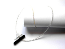 Lange Bergkristall-Kette, Kugel + Stab Bergkristall, langer Stab Onyx, 50 cm.