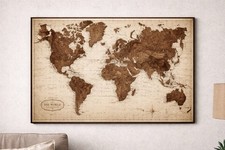 Weltkarte Leinwand 90x60 cm