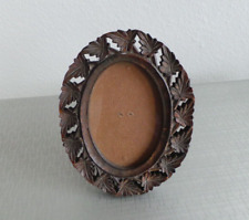 alter Holzbilderrahmen mit Glas Oval  Handgefertigt mit Eichenlaub