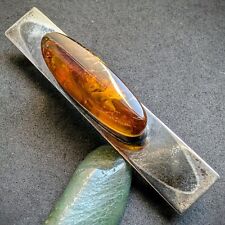 Vintage Designer Bernstein Brosche Georg Kramer 835 Silber Silberschmiedearbeit