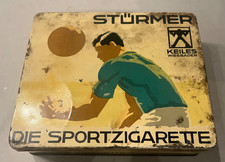 Alt Blechdose Tabak Leer