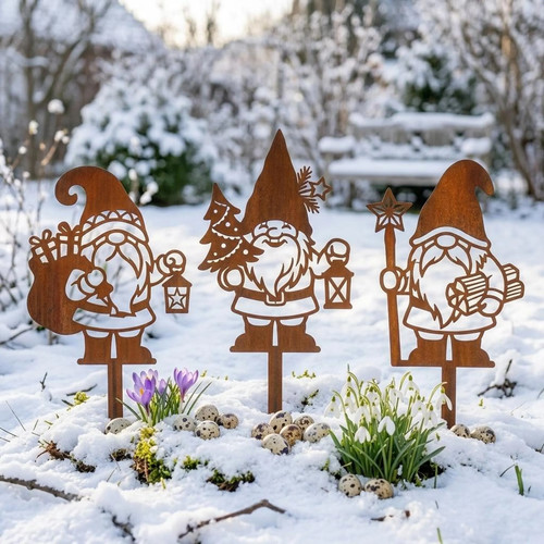 Edelrost wichtel gartenstecker - wichtel,