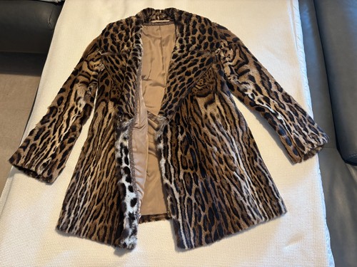 Damen echtpelz mantel - mantel, leopard
