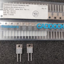 2 Stück/pcs - MP820-50.0-1% CADDOCK 50R Widerstand Resistor 20W TO220 50 Ohm 1%