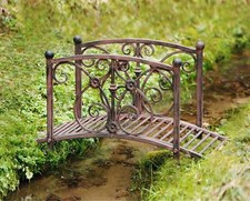 Deko Brücke "Bachlauf" aus Metall in Rost Optik, Garten Zier Teich Bach Steg