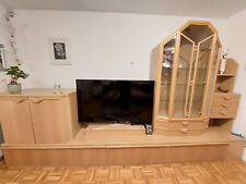 Schrankwand Wohnzimmer Eiche Hell funiert Glasvitrine gebraucht 8 Elemente
