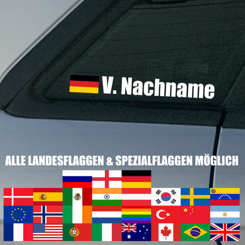 Autoaufkleber name flagge - name, +