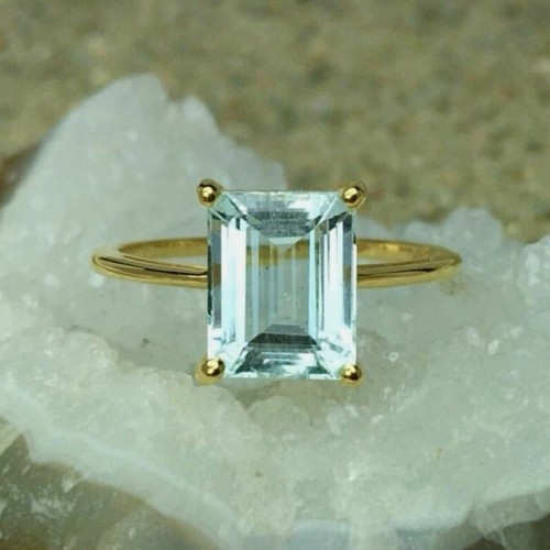Aquamarin kristall ring 14k - ring,,
