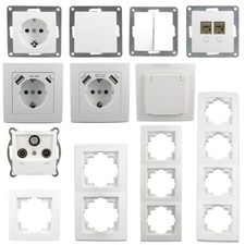 Flair Schalter & Steckdosen, Taster, Lichtschalter, Wechselschalter USB LAN Weiß