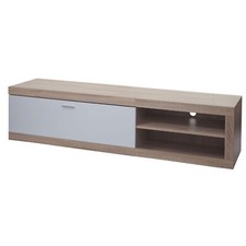 B-Ware TV-Rack MCW-L33, TV-Board, Holz 43x180x41cm Staufach, Eiche-Optik, weiß