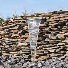Wasserfall aus Edelstahl für Garten Wand Mauer Gabione Teich Springbrunnen 30cm