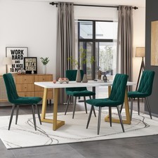 Rechteckiger Esstisch mit 4 Grün Esszimmerstühle für Esszimmer Küche Wohnzimmer